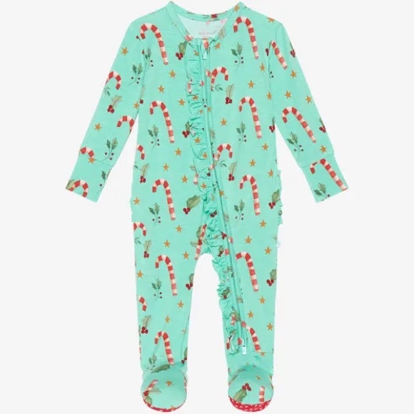 Posh Peanut Other - Posh Peanut Peppermint Ruffled Zippered Footie 3-6 months, NWT!